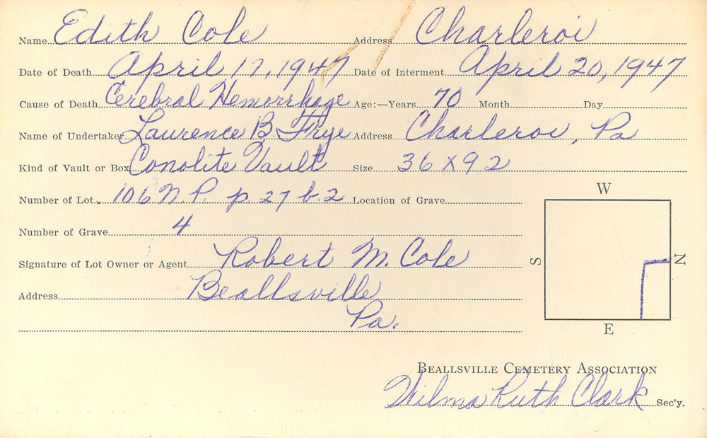 burial card